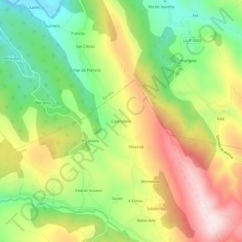 Castrodelo topographic map, elevation, terrain