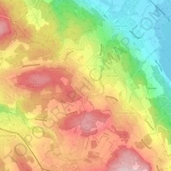 Binz topographic map, elevation, terrain