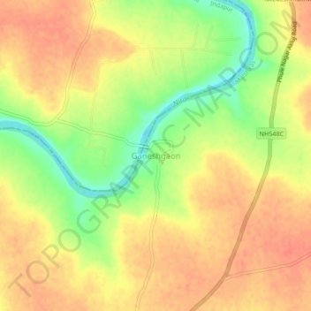 Ganeshgaon topographic map, elevation, terrain
