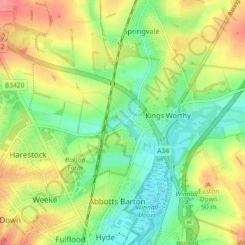 Headbourne Worthy topographic map, elevation, terrain