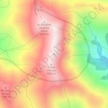 Punta La Marmora topographic map, elevation, terrain
