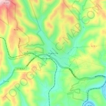 Virginia City topographic map, elevation, terrain