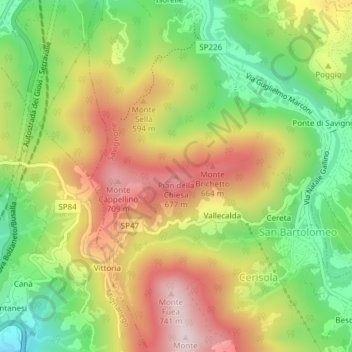 Pian della Chiesa topographic map, elevation, terrain