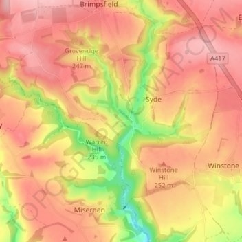 Caudle Green topographic map, elevation, terrain