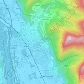 Gachetière topographic map, elevation, terrain