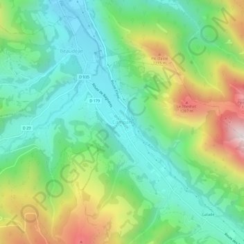 Campan topographic map, elevation, terrain