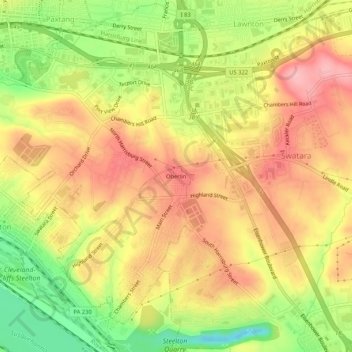Oberlin topographic map, elevation, terrain