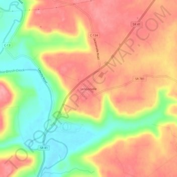 Jacksonville topographic map, elevation, terrain