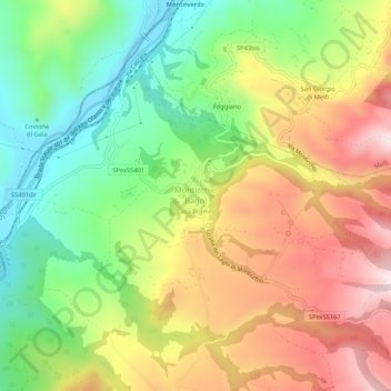 Monticchio Bagni topographic map, elevation, terrain