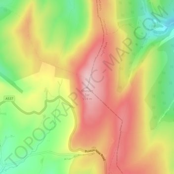 Shining Tor topographic map, elevation, terrain