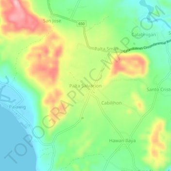 Palta Salvacion topographic map, elevation, terrain