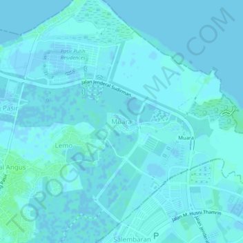 Muara topographic map, elevation, terrain