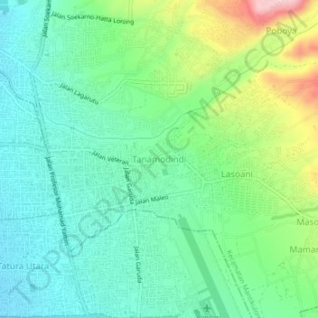 Tanamodindi topographic map, elevation, terrain
