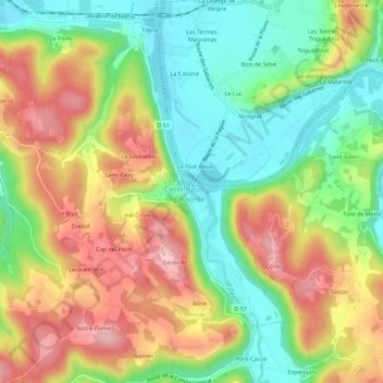 Tournepicque topographic map, elevation, terrain