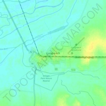 Longreach topographic map, elevation, terrain