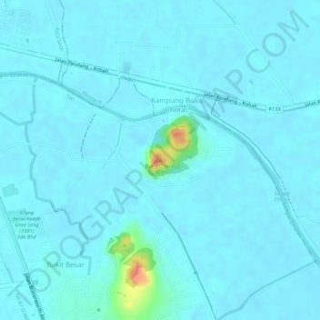 Bukit Choras topographic map, elevation, terrain