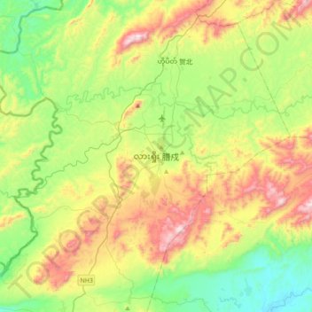Lashio topographic map, elevation, terrain