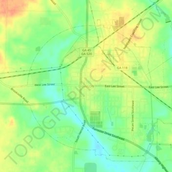 Dawson topographic map, elevation, terrain