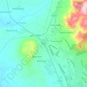 Sirai topographic map, elevation, terrain