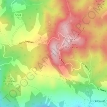 Monte Fumaiolo topographic map, elevation, terrain