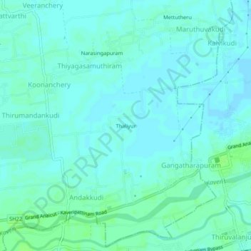Thaliyur topographic map, elevation, terrain