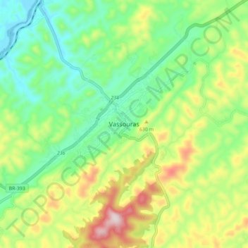 Vassouras topographic map, elevation, terrain