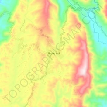 Thenzawl topographic map, elevation, terrain