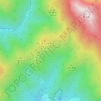 Leardi topographic map, elevation, terrain