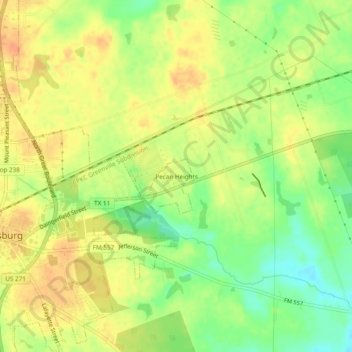 Pecan Heights topographic map, elevation, terrain