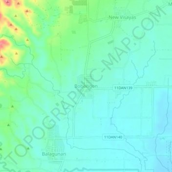 Bobongon topographic map, elevation, terrain