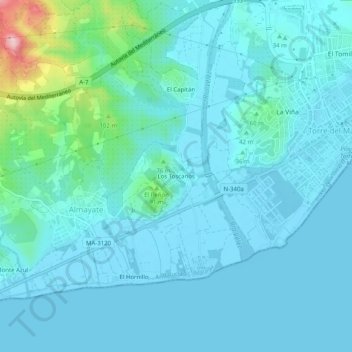 Los Toscanos topographic map, elevation, terrain