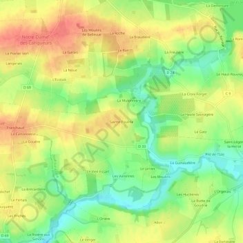 Sainte-Pauline topographic map, elevation, terrain