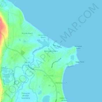Manomet Heights topographic map, elevation, terrain