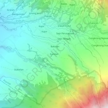 Sumber topographic map, elevation, terrain