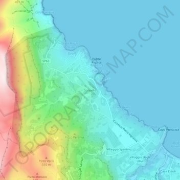 Scopello topographic map, elevation, terrain