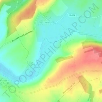 Crecy topographic map, elevation, terrain