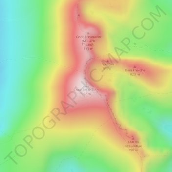 Mount Brandon topographic map, elevation, terrain
