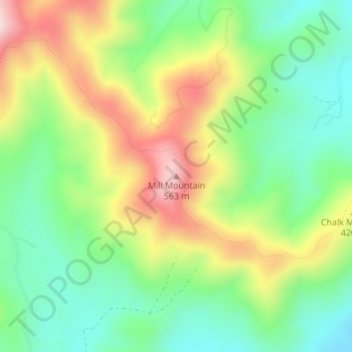 Mill Mountain topographic map, elevation, terrain