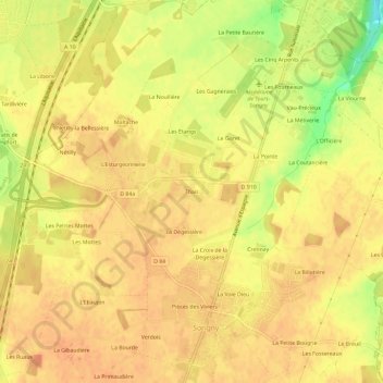 Thais topographic map, elevation, terrain