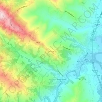 Luzzena topographic map, elevation, terrain