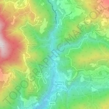 La Lima topographic map, elevation, terrain