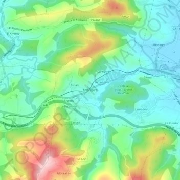 Ambrosero topographic map, elevation, terrain
