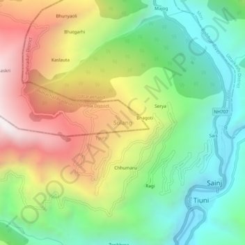 Solang topographic map, elevation, terrain
