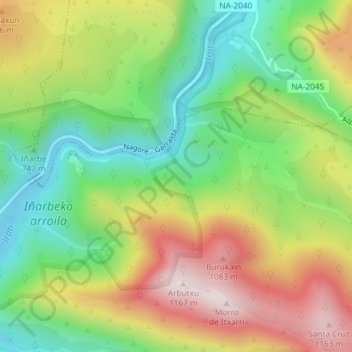 Orai topographic map, elevation, terrain