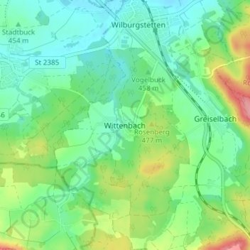 Wittenbach topographic map, elevation, terrain