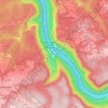 South Fayette topographic map, elevation, terrain
