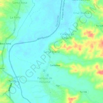 Santa Maria topographic map, elevation, terrain