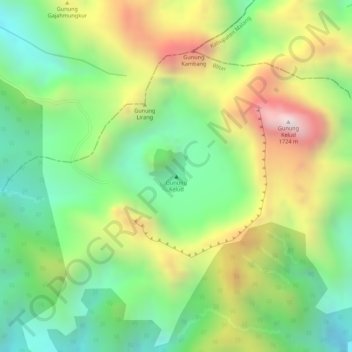 Mount Kelud topographic map, elevation, terrain