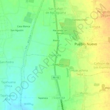 Tacaraca topographic map, elevation, terrain