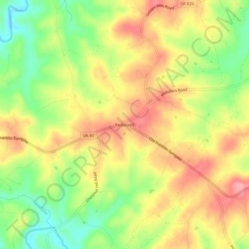 Redwood topographic map, elevation, terrain